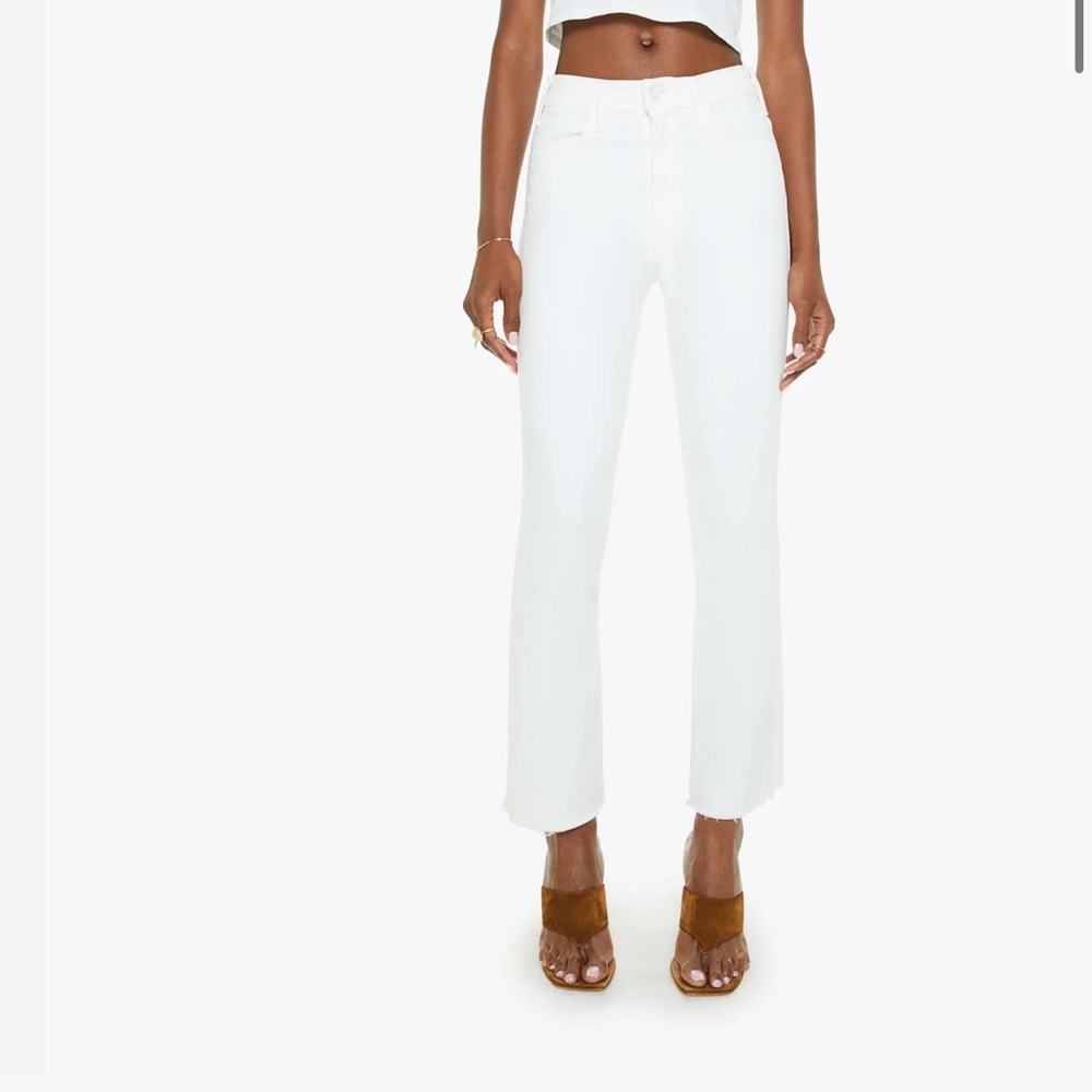 Mother - The Hustler ankle fray White Jeans